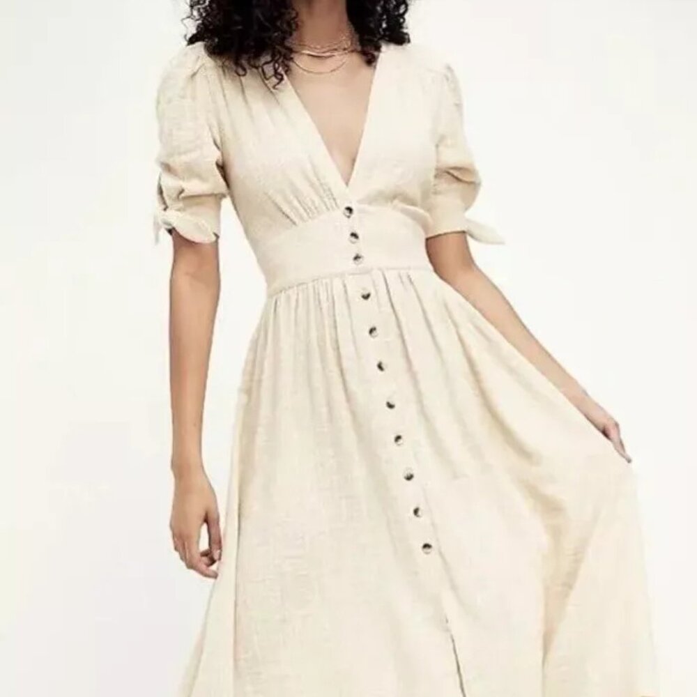 Free People Love of my ife Midi Dress - Off White - Large